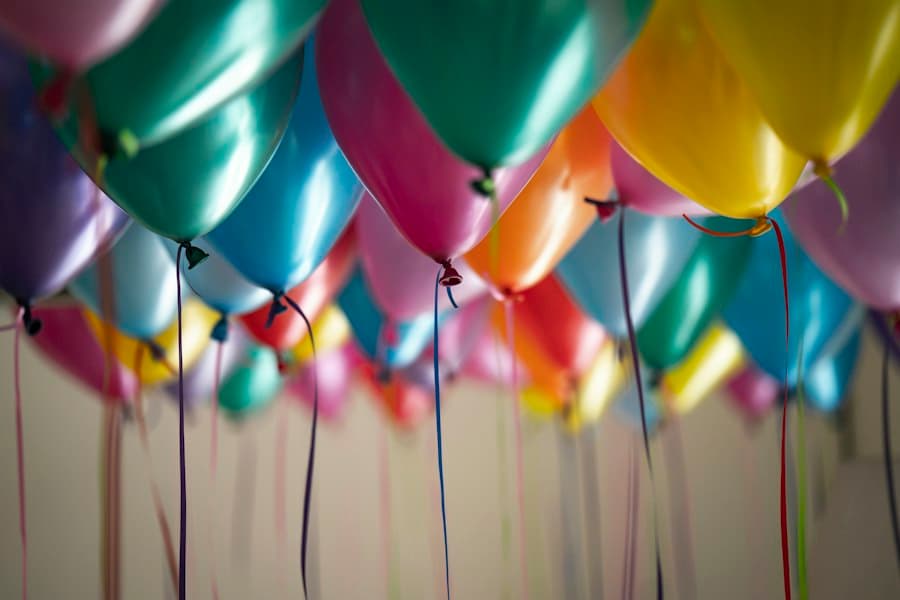 Colorful balloons ready for a celebration